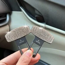 2 Pieces Decorative Car Seatbelt Buckle, Car Safety Extension Accessory - White - View 3