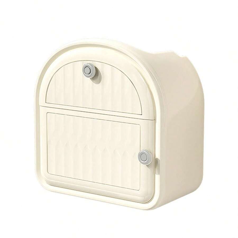 1 件壁挂式卫生间厕纸盒，防水免钻纸盒，厕纸收纳架 - 杏色 - 查看 1