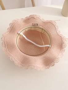 新款女孩可愛的公主三葉草編織防曬帽,非常適合日常穿著、海灘度假 - 粉色 - 查看 2