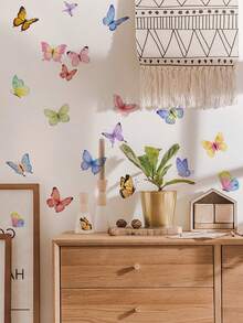 1個色彩斑斕的蝴蝶設計可拆式自粘式牆貼,適用於房間、客廳、衣櫥裝飾 - 彩色 - 查看 2