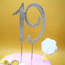 Decoración De Pastel De Cumpleaños De Zinc Alloy Y Rhinestones Para 19 Años De Edad En Fiesta De Cumpleaños (19 En Dorado) - Dorado - Ver 3