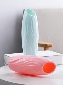 1入組塑料花瓶,適用於桌面和客廳裝飾,圓口設計可放乾花或鮮花 - 粉色 - 查看 4