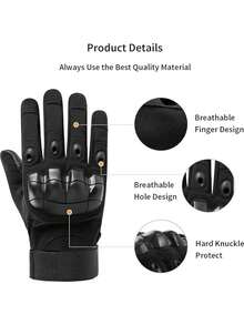 1pair Men's Full Finger Outdoor Sports Motorcycle Riding Climbing Professional Protection Sports Gloves - Black - View 7
