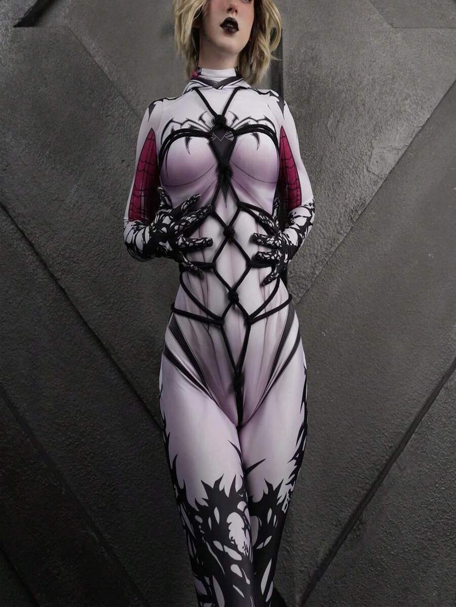 Sexy Costume Cosplay Symbiote Spider Woman Spider Costume Superhero Halloween - Multicolor - View 1