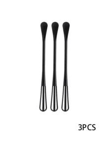 3pcs Mini Egg Beater - Outdoor Camping Egg Stirring Rod - Multi-Function Double-Use Egg Beater - Household Kitchen Egg Mixer With Small Spoon - Black - View 4
