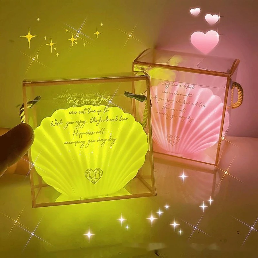 1 Piece Scallop Shell Lamp Night Light Suitable For Room Decoration Small Gifts - Pink - View 1