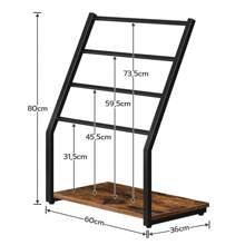 HOOBRO Freestanding Towel Rail, Towel Rack, 60 X 36 X 80 Cm, Towel Ladder With 4 Rails, For Bath Towels, Blankets, Space Saving, Vintage Brown And Black - 棕色 - 查看 4
