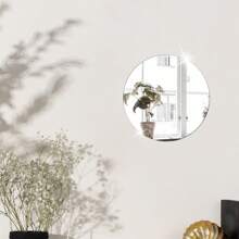 1pc Modern Style,Round Decorative Mirror Sticker, (Thick 0.2cm) Removable Self-Adhesive Acrylic Mirror Wall Sticker, Wall Art, Wall Stickers, Home Decor, Bedroom Accessories, Room Decoration - Silver - View 6