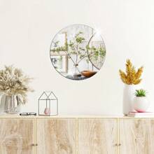 1pc Modern Style,Round Decorative Mirror Sticker, (Thick 0.2cm) Removable Self-Adhesive Acrylic Mirror Wall Sticker, Wall Art, Wall Stickers, Home Decor, Bedroom Accessories, Room Decoration - Silver - View 1