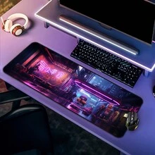 Sci-Fi Punk Style Large Office Rubber Mouse Pad And Desk Mat With Exquisite Edging - Purple - View 1