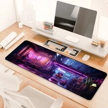 Sci-Fi Punk Style Large Office Rubber Mouse Pad And Desk Mat With Exquisite Edging - Purple - View 2
