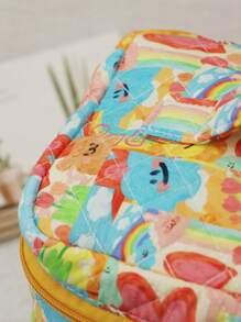 1 件彩色涂鸦化妆包，可爱的女孩风格，大容量便携式旅行洗漱包，适用于家庭化妆品存储和户外旅行，粉色房间装饰家居卧室浴室客厅书桌装饰旅行用品婚礼家居装饰生日蘑菇新年配饰礼物送给爸爸妈妈最好的朋友老师男人有趣的礼物收纳珠宝收纳盒浴室套装收纳整理器收纳盒和箱子香水收纳化妆包礼品收纳盒袋浴室收纳架和架子 - 彩色 - 查看 3