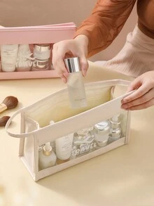 Toiletry Bag Travel Wash Bag Portable Storage Bag Large Capacity Waterproof Cosmetic Bag Pvc Transparent Wash Bag - Beige - View 3