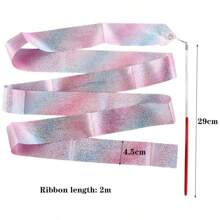 1pc 1M/2M Optional Twinkling Star Rhythmic Silk Dance Ribbon With Glittering Effect, Gymnastics Training Tool - Color - View 4