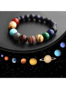1 Miếng Thời trang Tám Những hành tinh Vòng tay cườm Nam Đá tự nhiên Vũ trụ Yoga Mặt trời Vòng tay - Nhiều màu - Xem 1