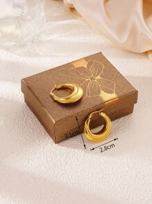 1對18k電鍍不銹鋼空心耳環,法式時尚ins風格,適合派對、約會和上班族 - 金黃色 - 查看 8