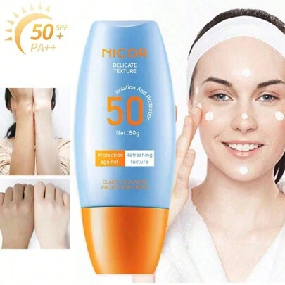 Protector Solar QUANNA 3 En 1 Fps 50+ Antimanchas 40 Ml 1 Bottle Of Sunscreen & Isolation Lotion, Refreshing & Non-Greasy, For Face & Body, Waterproof & Sweatproof & Uv-Protective, Portable & Non-White Residue, For Summer