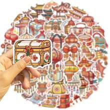 50張古代物品圖案貼紙,適用於日記,筆記本,文具,派對,手工,相簿,diy禮物,爆炸卡,展現新年,情人節,萬聖節,聖誕節,動漫,復古,歐式花卉和植物背景印花 - 彩色 - 查看 5