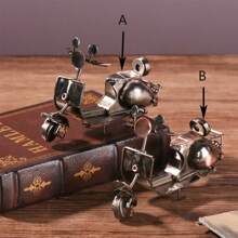 1 件微型鐵藝摩托車工藝品、創意家居裝飾、適合網店攝影和展示的桌面裝飾品 - 紅銅銀灰色 - 查看 1