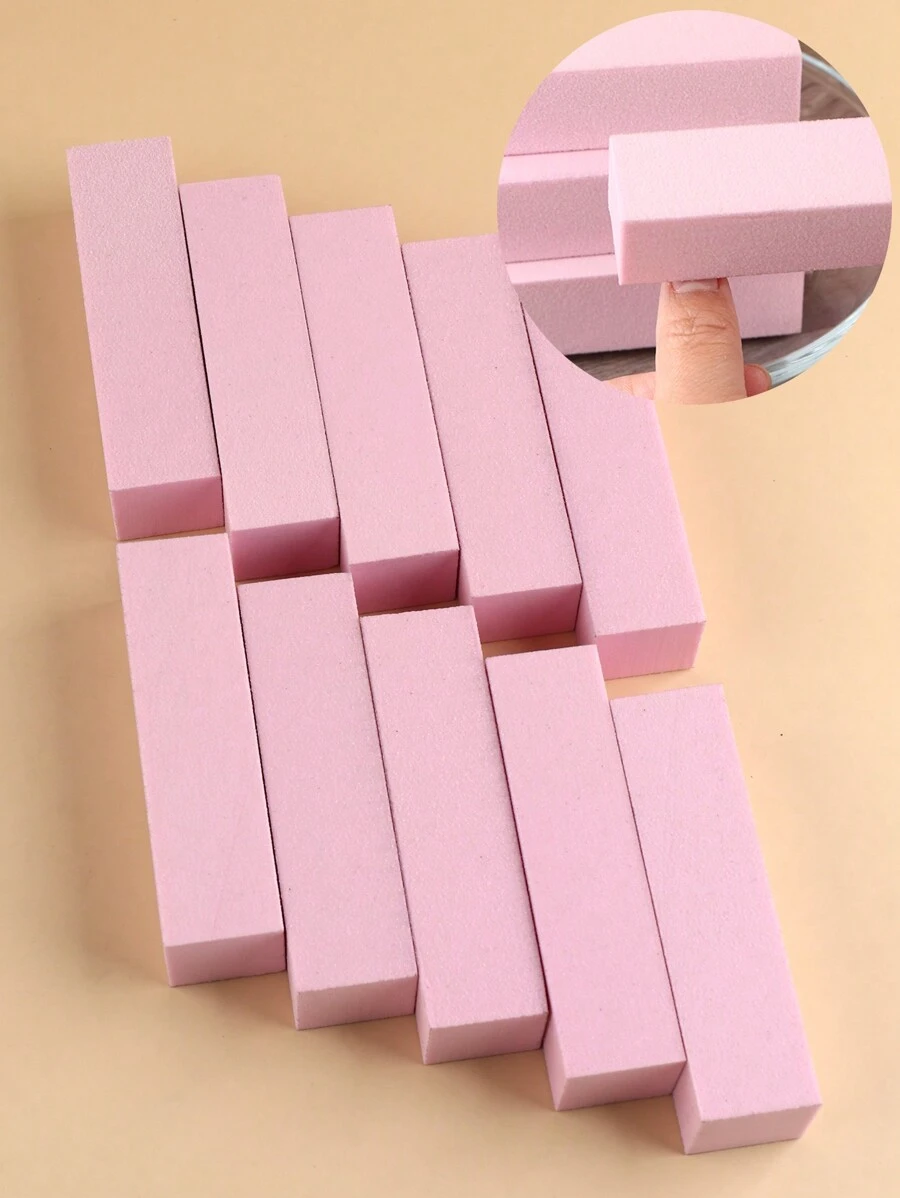 4 面打磨指甲海綿銼粉紅緩衝塊修腳美甲護理美甲拋光工具 - 粉色 - 查看 1