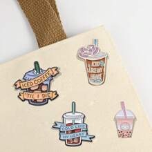 4pcs Children's Creative Cartoon Milk Tea & Coffee Cup Series Shaped Metal Brooch, Daily Wear Clothes Bag Jewelry Accessories, Enamel Badge Pin Patch - Multicolor - View 1
