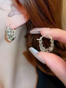 1 對橢圓形雙面水晶吊墜耳環,別緻簡約精緻華麗女士珠寶 - 彩色 - 查看 2