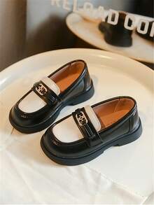 兒童黑色皮鞋，女童新款韓風校園適用演出及學校鞋款 - 黑色 - 查看 4