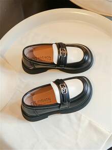 兒童黑色皮鞋，女童新款韓風校園適用演出及學校鞋款 - 黑色 - 查看 3