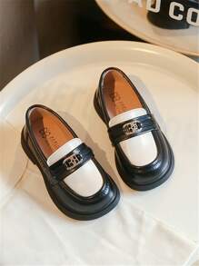 兒童黑色皮鞋，女童新款韓風校園適用演出及學校鞋款 - 黑色 - 查看 1