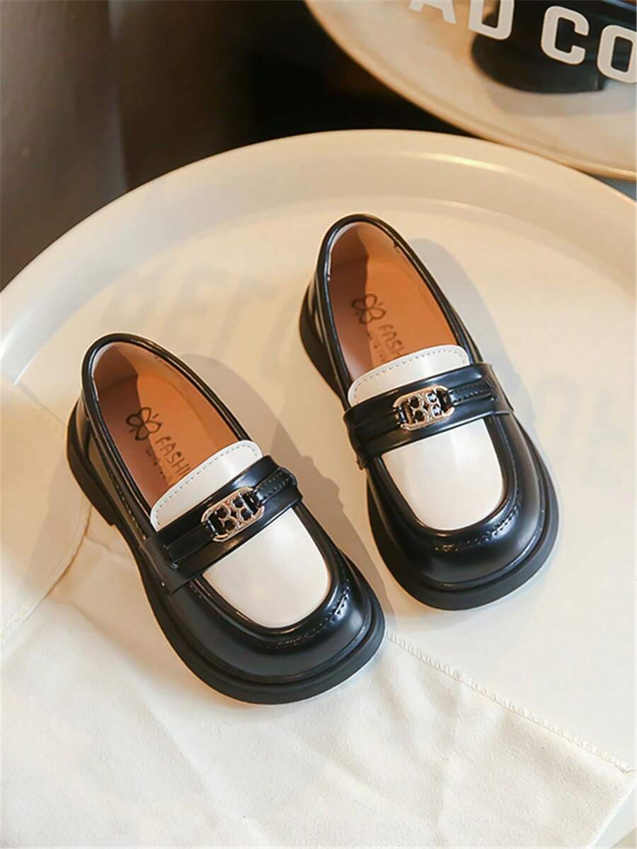 兒童黑色皮鞋，女童新款韓風校園適用演出及學校鞋款 - 黑色 - 查看 1