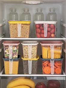 5pcs/Set Fridge Storage Box With Lid, Stackable Refrigerator Organizer Container For Kitchen, Cabinet - Blue - View 7