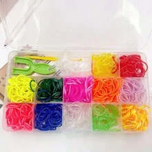 500入/盒彩虹顏色手工編織橡皮筋diy手鍊套組 - Mix Colors 520pcs/box - 查看 6