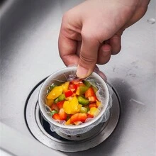 100入組一次性殘餘物濾網袋,適用於廚房水槽、洗碗盆、菜洗盆、排水口、化糞池 - 白色 - 查看 6
