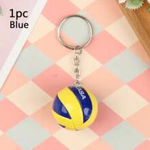 1pc Creative Volleyball Keychain, Cute Small Sports Ball KeyPendant Ornament, Gift For Men Women, Fashionable Mini Volleyball Keychain - Perfect For Sports Enthusiasts And Key Collectors - Blue - View 1