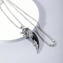 1pc Cool And Classy Wolf Fang Pendant Necklace For Boys Aged 8-16, Great For Dates Or Parties - Multicolor - View 2