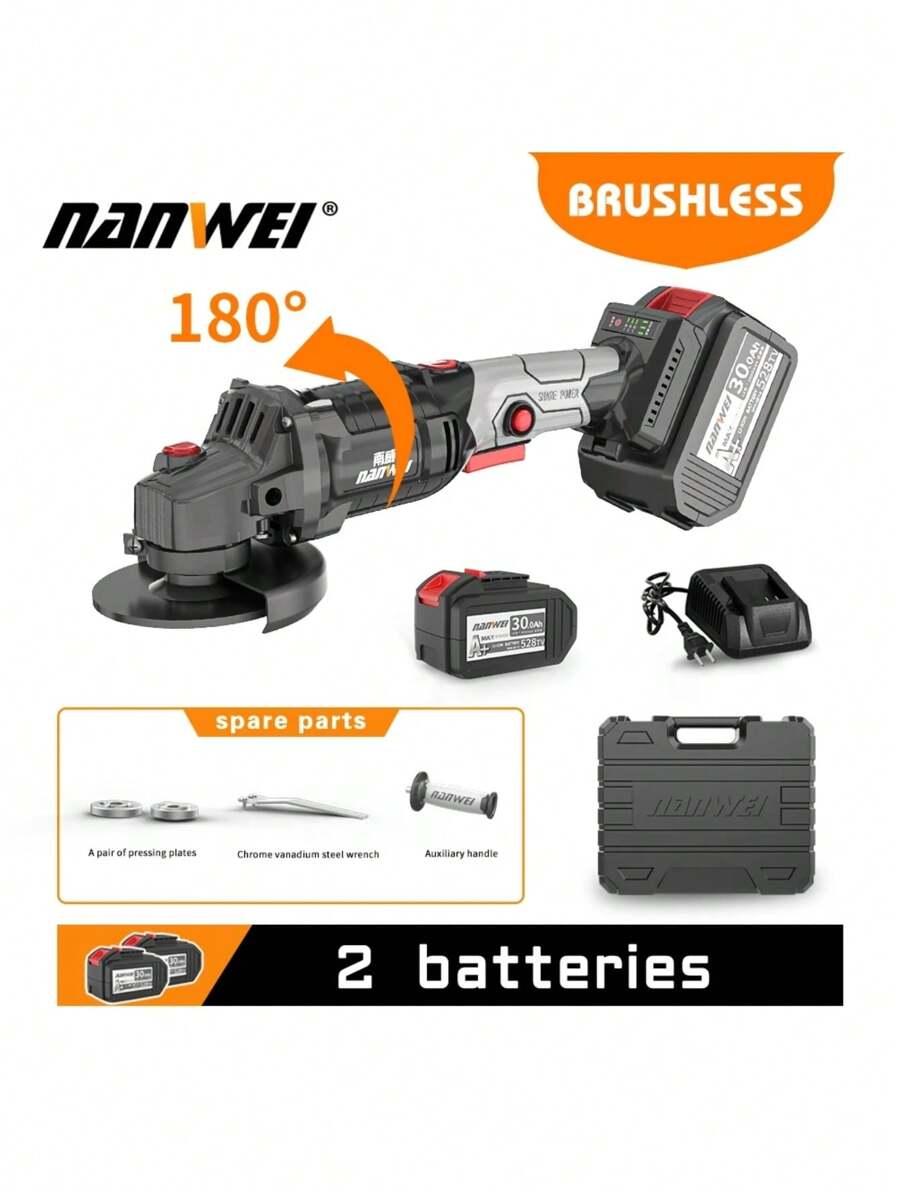 Nanwei無線角磨機21v鋰電池切割機電動角磨機電動工具125mm