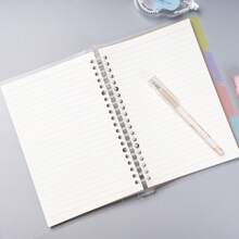 1pc Creative Colorful Plastic Loose Leaf Binder With Replaceable Refills A5 Lined Notebook (60 Sheets) Suitable For Students And Business Office Writing - Purple - View 7