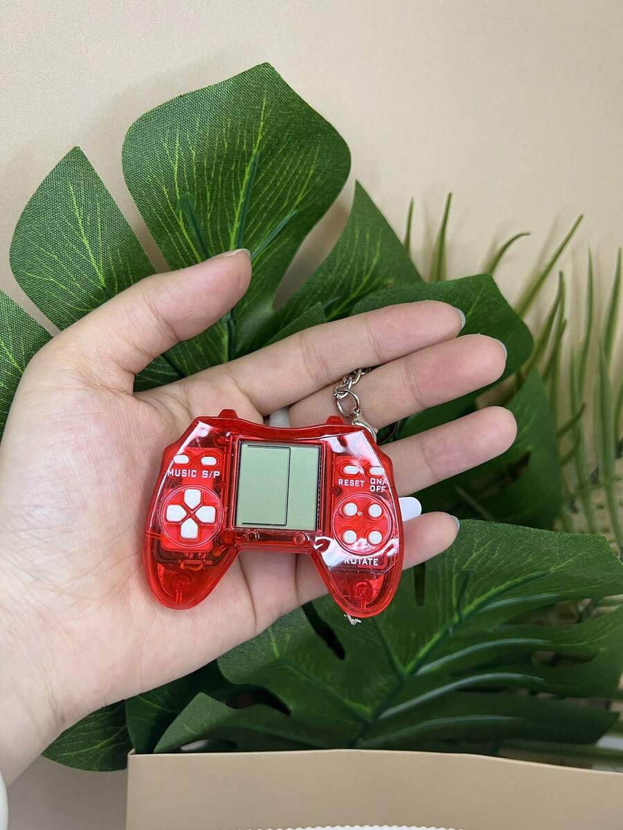 1只手柄機器造型鑰匙扣背包掛飾配件有趣的減壓玩具 - 透明紅[手把式俄羅斯方塊]26種遊戲 - 查看 1