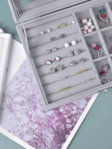 Alhajero Estuche Organizador Y Exhibidor Para Alhajas Y Anillos - Gris - Ver 4