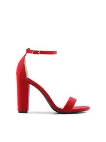 Giày cao gót thanh lịch cho nữ, đế thô, quai mắt cá chân, hở mũi, giày cao gót cổ điển, phù hợp mặc thường ngày và trang trọng, dự tiệc, đám cưới, vũ hội, ngày lễ tình nhân - Đỏ - Xem 8