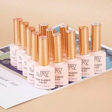 JR Jr 36 Colors 10ml 12pcs Rubber Bottom Paint No Need Color Gel With Transparent & Textured Finish