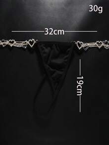 1pc New Arrival Rhinestones Decor Panties Chain, Sexy Thong Bikini Chain Body Jewelry Lingerie Accessory - Silver - View 5