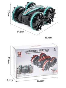 水陸兩棲遙控車,2.4ghz手勢感應4wd遙控船,360°旋轉防水遙控特技車,適合4-12歲兒童禮物,適用於各種地形,海灘、泳池、水中玩具 - 綠色 - 查看 12