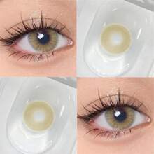 2pcs Annual Disposable Colored Contact Lenses, Yellow Cosmetic Eye Makeup Contact Lenses 14.5mm, Suitable For Whole Year, Eye Makeup Beauty Halloween Costume Cosplay - Yellow - View 1