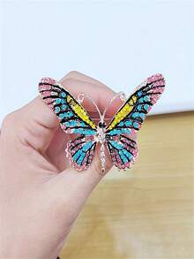 1 件冬季新品彩色閃光蝴蝶形胸針,帶全鑽,適用於西裝、外套、毛衣、圍巾、披肩、連衣裙等,精緻、時尚、奢華優雅的動物胸花別針,適合商務、辦公室、日常佩戴、情人節、復活節等 - 彩色 - 查看 6