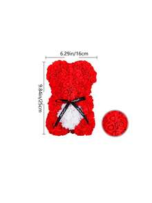 1 件约 25 厘米人造玫瑰心形抱抱熊适用于主题生日婚礼情人节派对装饰（泰迪熊） - 紅色抱白心 - 查看 2