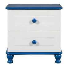 Wooden Nightstand With Two Drawers For Kids,End Table For Bedroom - 藍色 - 查看 3
