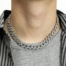 1pc Men's Alloy Creative Diamond-Shaped 13mm Necklace, Simple Versatile Chain Jewelry Suitable For Men And Women Daily Wear - hip hop necklace - View 14