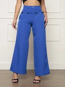 Women Pants - 寶藍色 - 查看 1