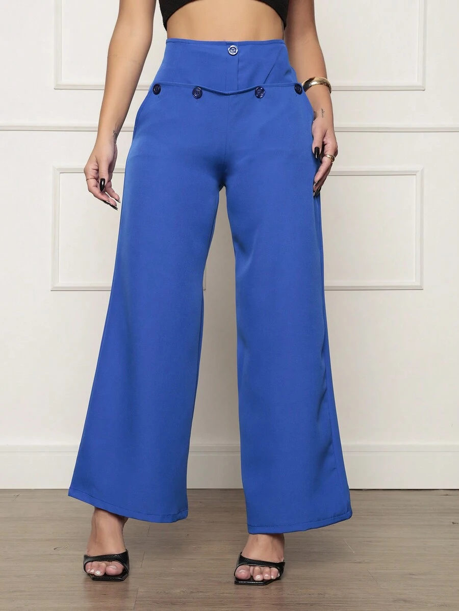 Women Pants - 寶藍色 - 查看 1